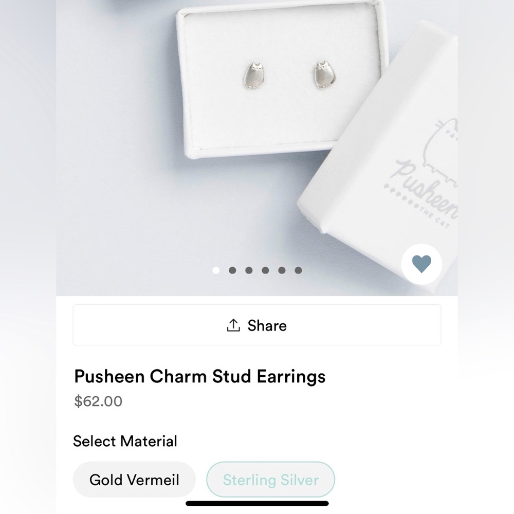 BNIB Pusheen Silver Charm Stud Earrings